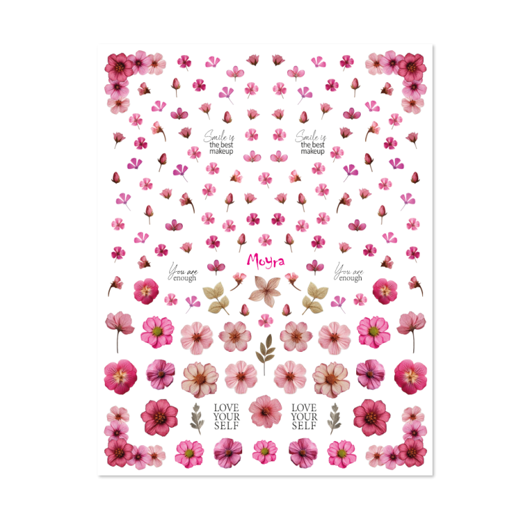 Moyra Watertransfer sticker selection No. 15 Dried flowers Pink
