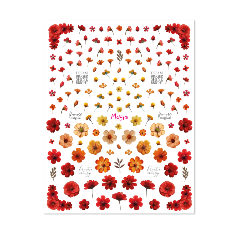 Moyra Watertransfer sticker selection No. 16 Dried flowers Red
