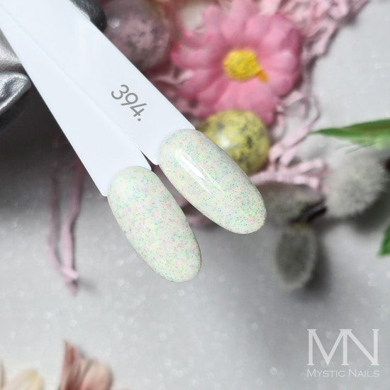 Mystic Nails gel polish 394 with a floral background