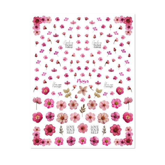 Moyra Watertransfer sticker selection No. 15 Dried flowers Pink