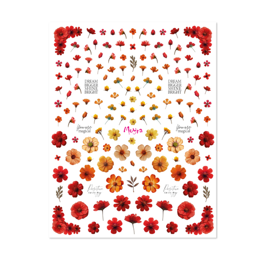 Moyra Watertransfer sticker selection No. 16 Dried flowers Red