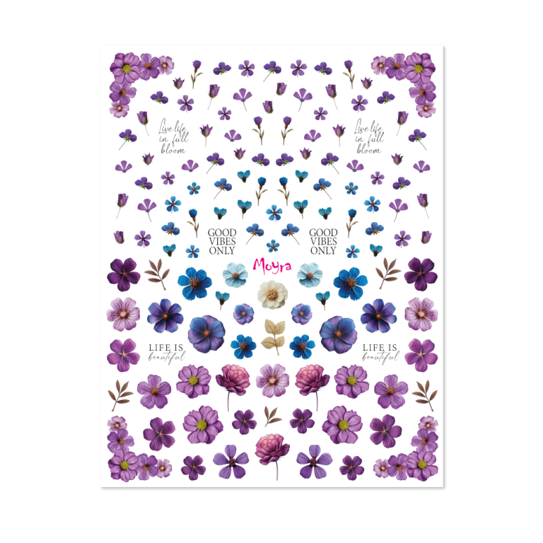 Moyra Watertransfer sticker selection No. 17 Dried flowers Purple